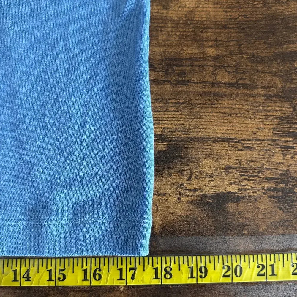 J Crew Supercozy Top Blouse Small Sky Blue Puff Sleeve Stretch Preppy Beachy EUC